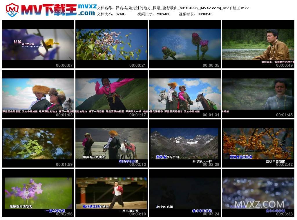 泽翁-姑娘走过的地方_国语_流行歌曲_MB104998